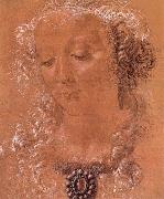Andrea del Verrocchio Halfte second women head oil on canvas